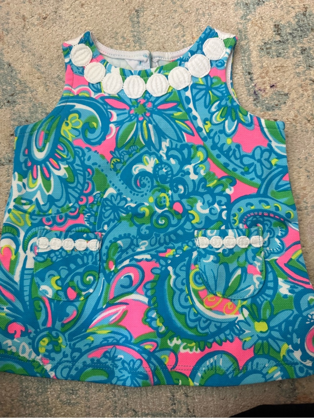 Girls Sleeveless Paisley Shift Dress - Bright Blue & Pink